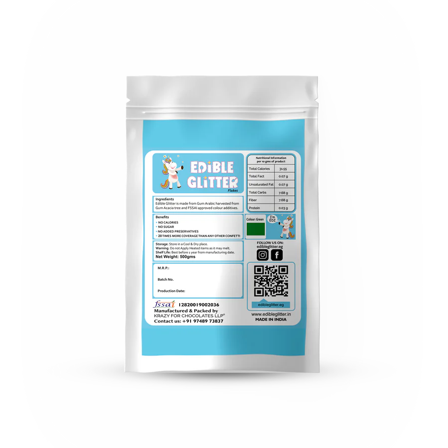 Edible Glitter Flakes - Green (500g)